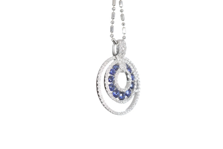 Round Sapphire Diamond Pendant