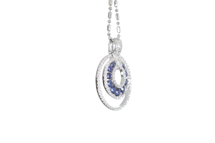 Round Sapphire Diamond Pendant