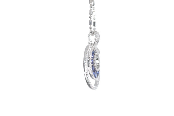 Round Sapphire Diamond Pendant