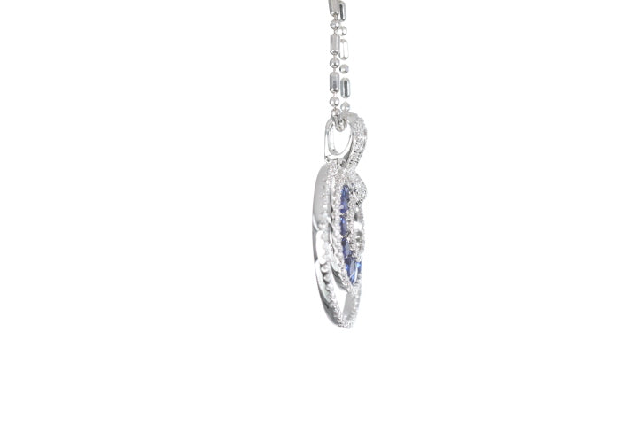 Round Sapphire Diamond Pendant