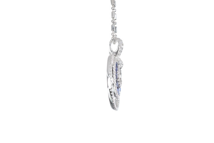 Round Sapphire Diamond Pendant