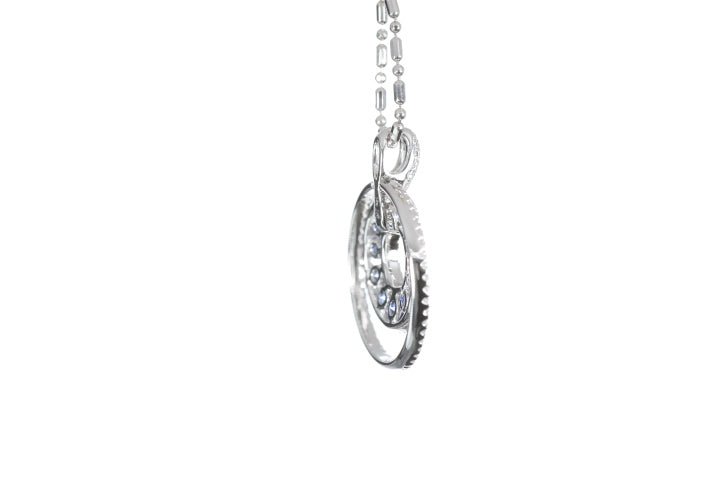 Round Sapphire Diamond Pendant