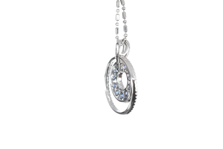 Round Sapphire Diamond Pendant