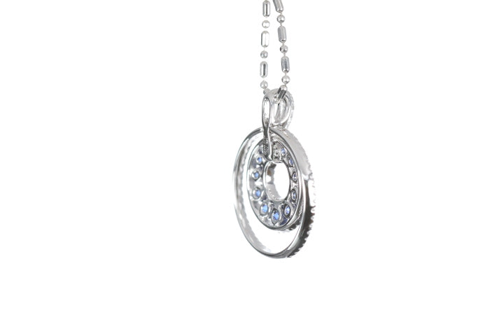 Round Sapphire Diamond Pendant