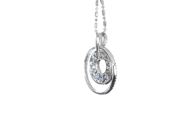Round Sapphire Diamond Pendant
