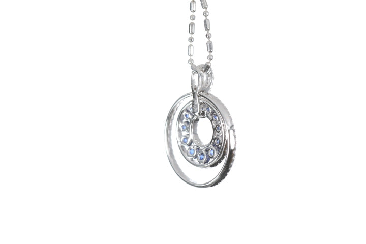 Round Sapphire Diamond Pendant