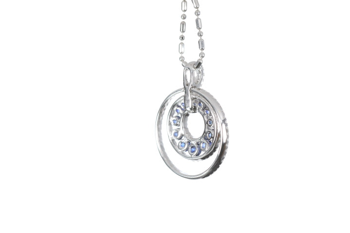 Round Sapphire Diamond Pendant