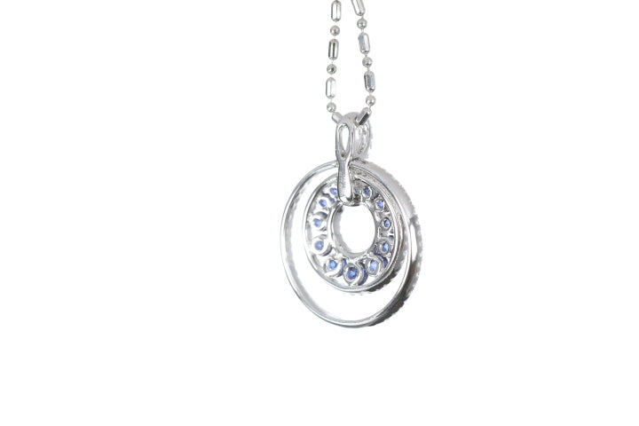 Round Sapphire Diamond Pendant