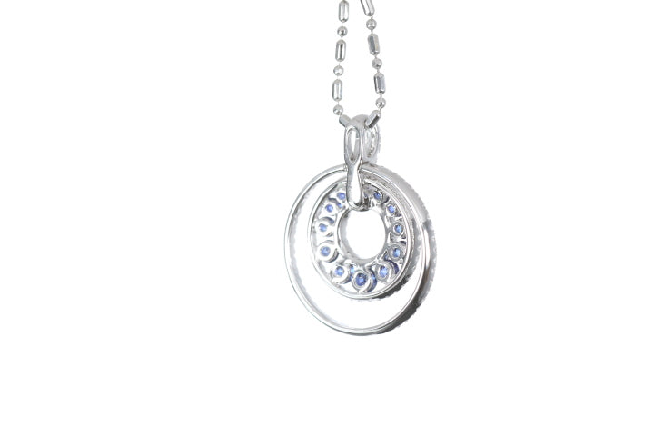 Round Sapphire Diamond Pendant
