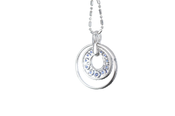 Round Sapphire Diamond Pendant