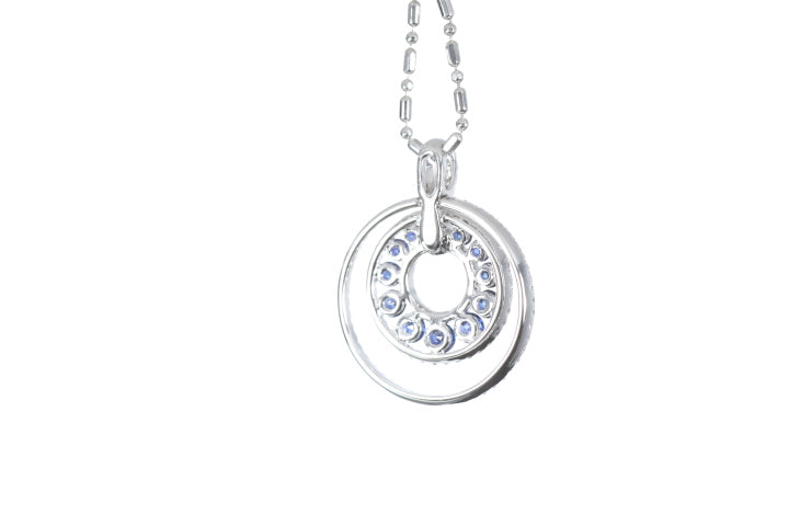 Round Sapphire Diamond Pendant