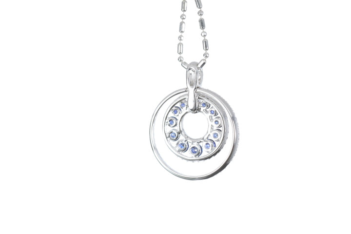 Round Sapphire Diamond Pendant