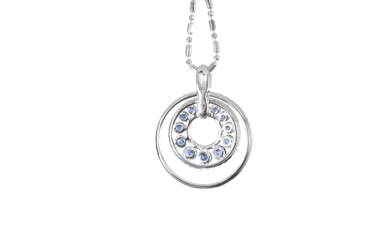 Round Sapphire Diamond Pendant