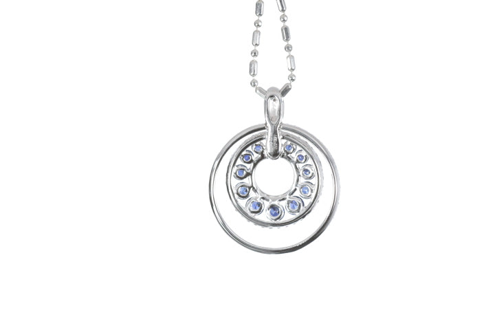 Round Sapphire Diamond Pendant