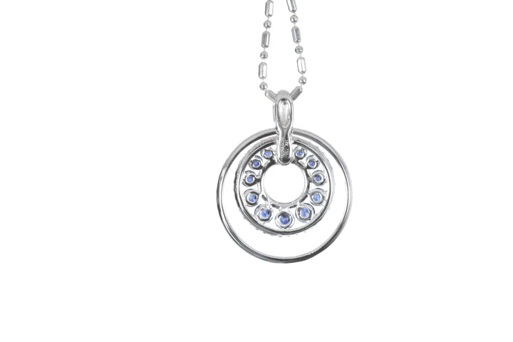 Round Sapphire Diamond Pendant