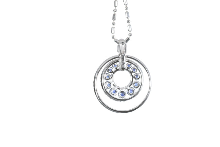 Round Sapphire Diamond Pendant