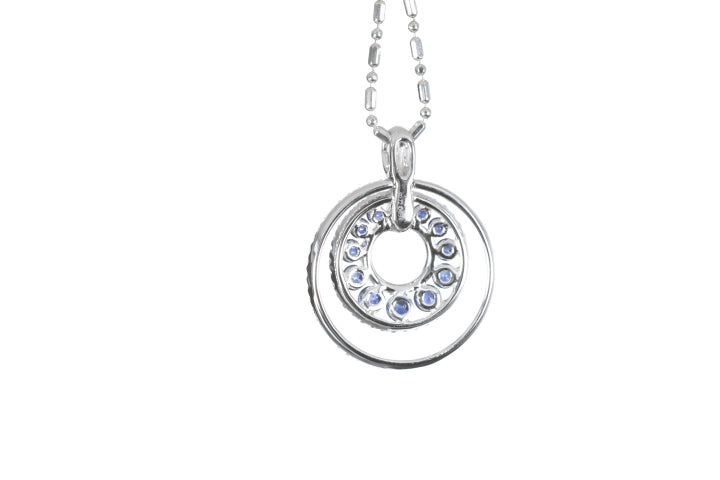 Round Sapphire Diamond Pendant