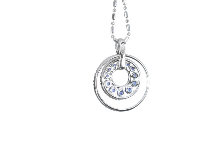 Round Sapphire Diamond Pendant