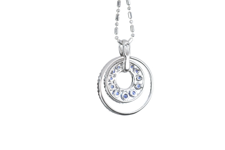 Round Sapphire Diamond Pendant