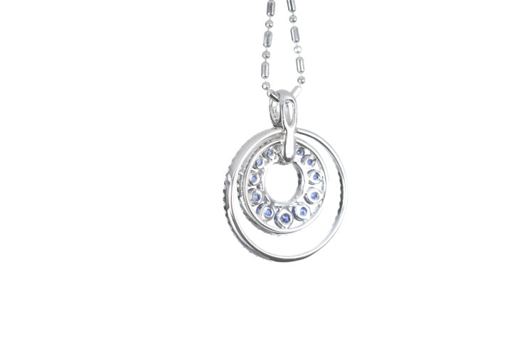 Round Sapphire Diamond Pendant