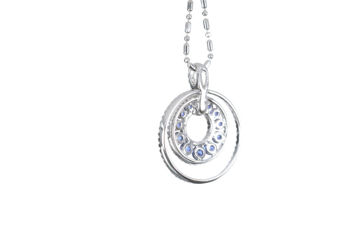 Round Sapphire Diamond Pendant