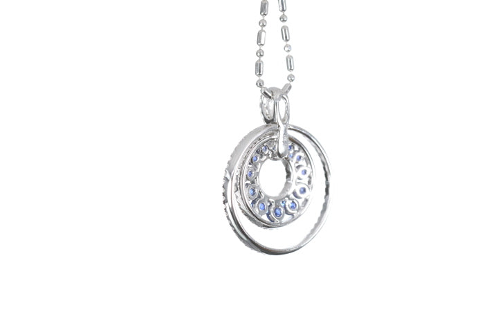 Round Sapphire Diamond Pendant