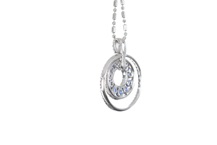 Round Sapphire Diamond Pendant