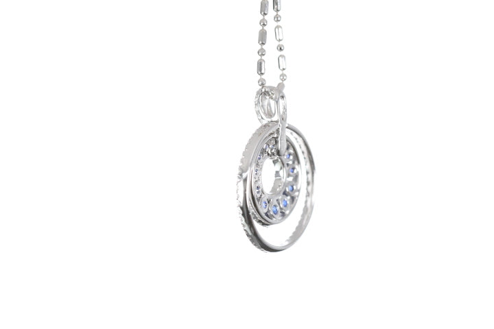 Round Sapphire Diamond Pendant