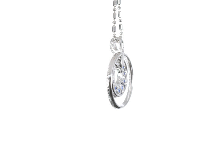 Round Sapphire Diamond Pendant