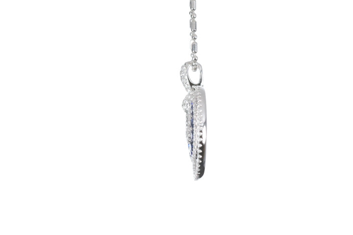 Round Sapphire Diamond Pendant