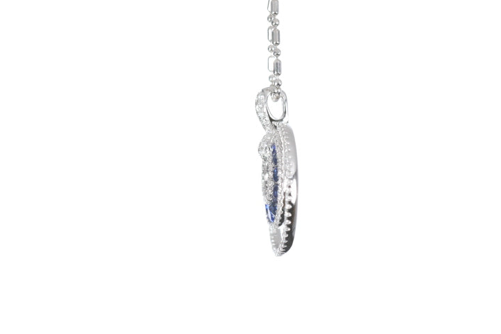 Round Sapphire Diamond Pendant