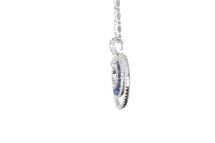 Round Sapphire Diamond Pendant