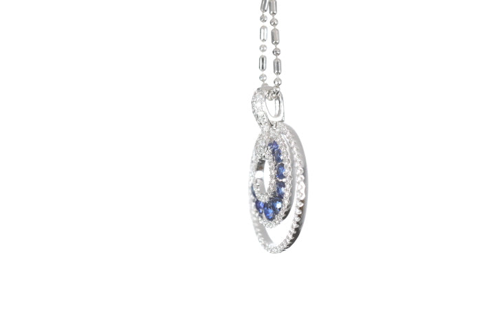 Round Sapphire Diamond Pendant