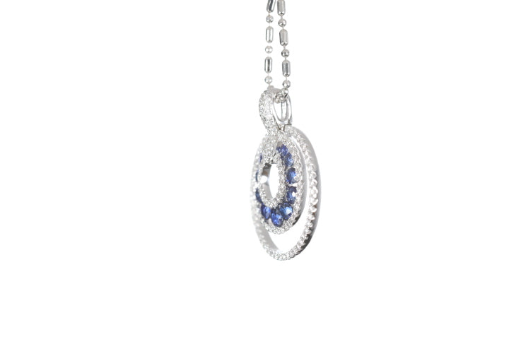 Round Sapphire Diamond Pendant