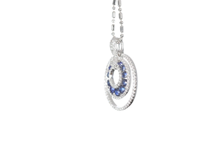 Round Sapphire Diamond Pendant