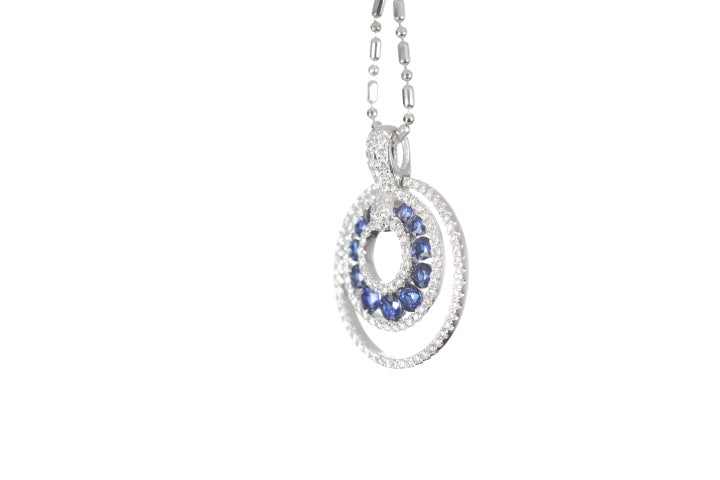 Round Sapphire Diamond Pendant