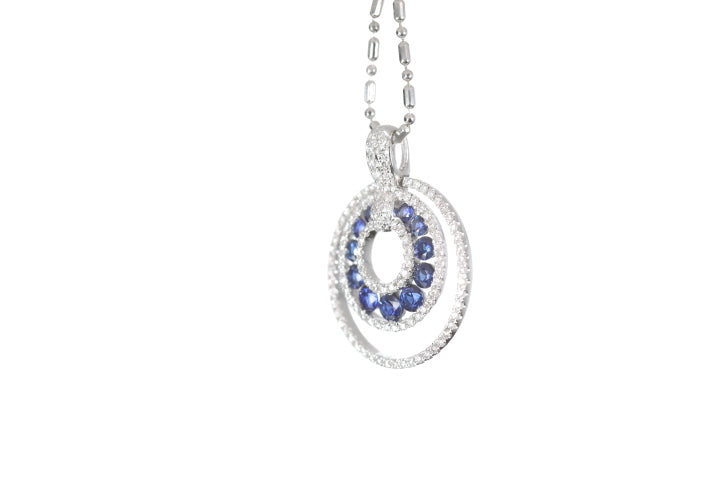 Round Sapphire Diamond Pendant