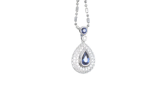 Pear Sapphire Pavé Diamond Pendant