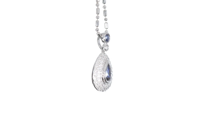 Pear Sapphire Pavé Diamond Pendant