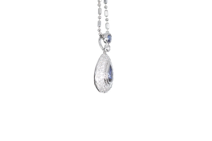 Pear Sapphire Pavé Diamond Pendant