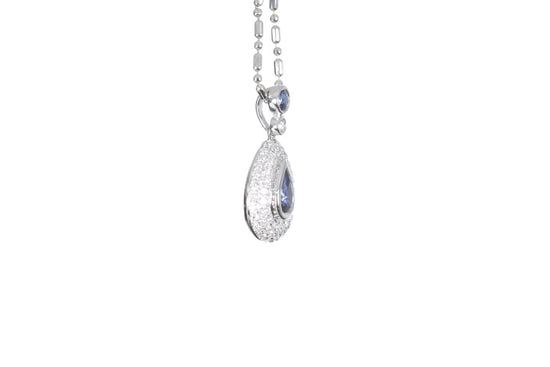 Pear Sapphire Pavé Diamond Pendant