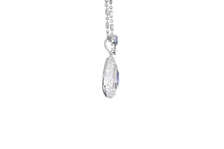 Pear Sapphire Pavé Diamond Pendant