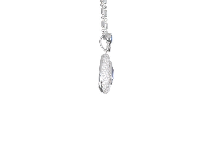 Pear Sapphire Pavé Diamond Pendant