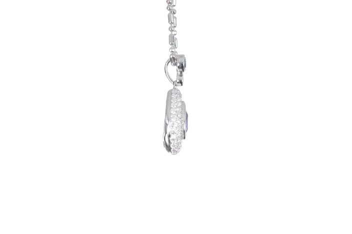 Pear Sapphire Pavé Diamond Pendant