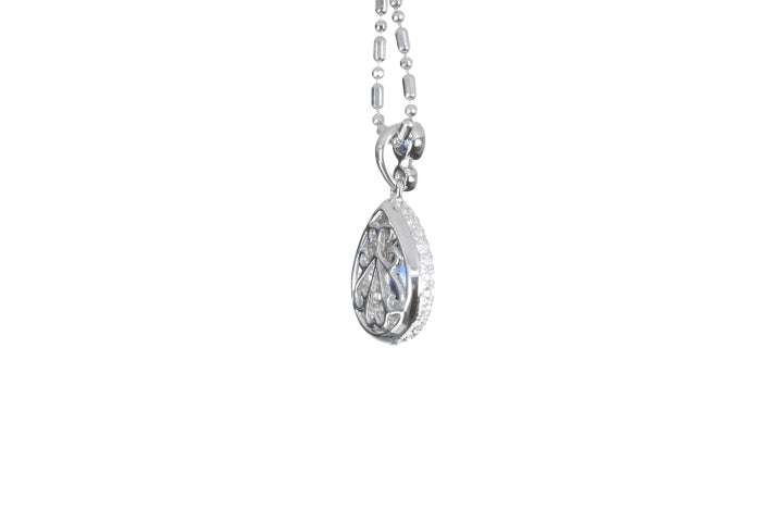 Pear Sapphire Pavé Diamond Pendant