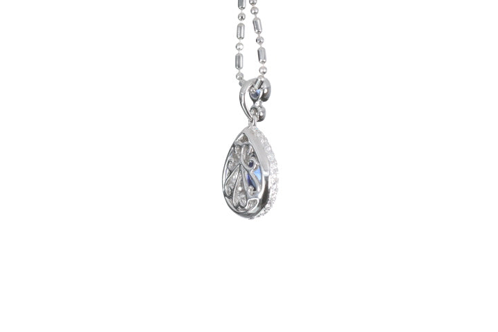 Pear Sapphire Pavé Diamond Pendant