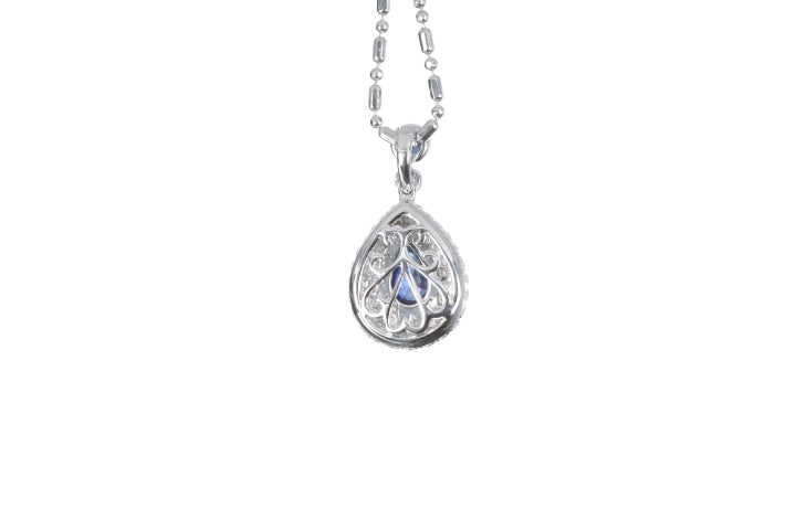 Pear Sapphire Pavé Diamond Pendant