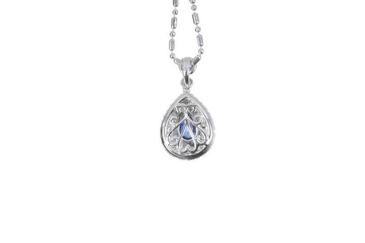 Pear Sapphire Pavé Diamond Pendant