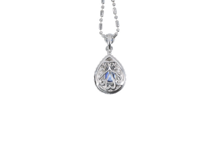 Pear Sapphire Pavé Diamond Pendant