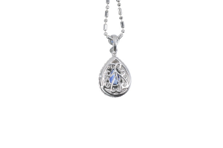 Pear Sapphire Pavé Diamond Pendant